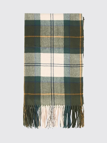 Rectangular Scarf Barbour in a Tartan Pattern with Fringed Edges