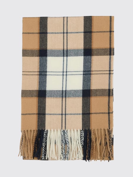 Rectangular Scarf Barbour in a Tartan Pattern with Fringed Edges