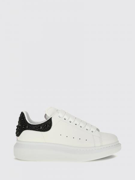 Oversize Crystal-Embroidered Leather Sneakers McQueen with Chunky Sole