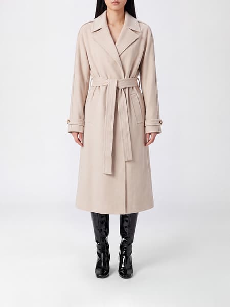 MM MAX MARA 벨트 롱 비스코스 혼방 로브 코트