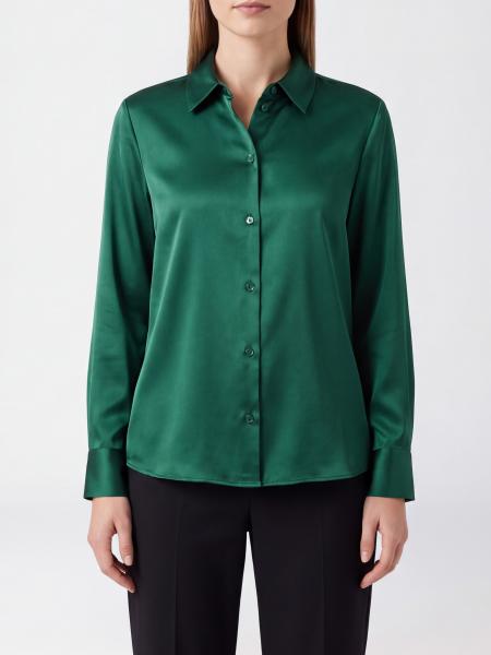MM Max Mara Long-Sleeved Stretch-Silk Satin Shirt with Classic Collar