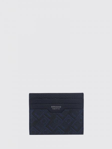 Ferragamo Calfskin Card Holder with Metal Gancini Buckle