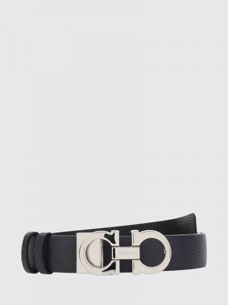 Ferragamo Calf Leather Belt with Maxi Gancini Metal Buckle