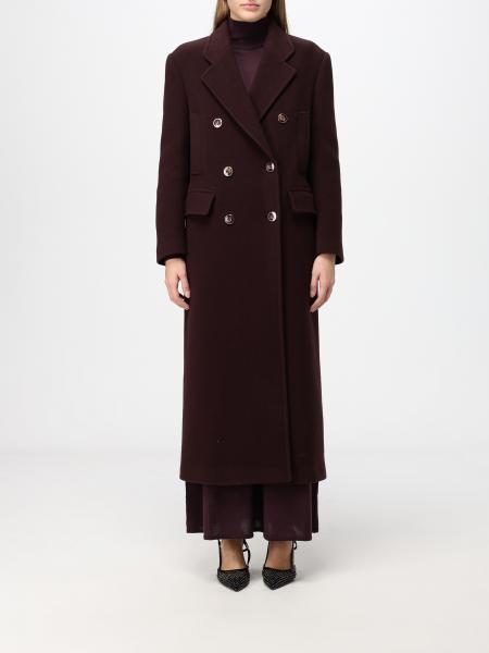 Длинное двубортное пальто Pinko из смесовой шерсти с классическими лацканами