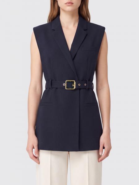 Pinko Tailored Wool-Blend Vest with Belt and Lapels