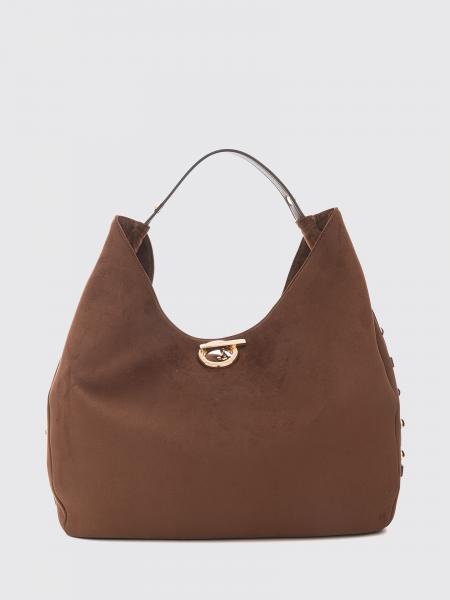 Gerona Large Hobo Bag Liu Jo in Velvet with Metal Piercing and Leather Handle