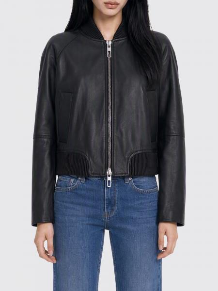 Sportmax Amour Cropped Lambskin Bomber Jacket with Zip Closure