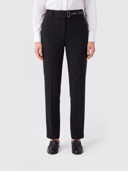 SPORTMAX 헴 슬릿 디테일 미드라이즈 스키니 핏 크레이프 팬츠
