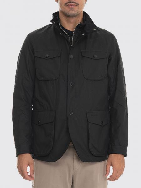 Ogston Windproof Waxed Cotton Jacket Barbour with High Neck and Patch Pockets
