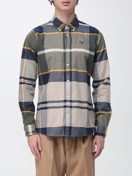 Check Cotton Long-Sleeve Shirt Barbour with a Button-Down Collar