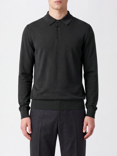 Zanone Long-Sleeved Knit Wool Polo with Three-Button Placket