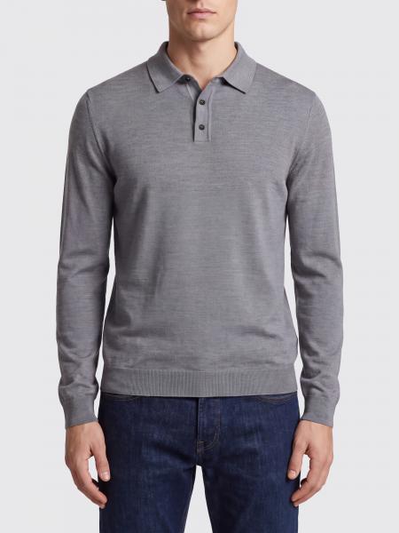 Zanone Long-Sleeved Knit Wool Polo with Three-Button Placket