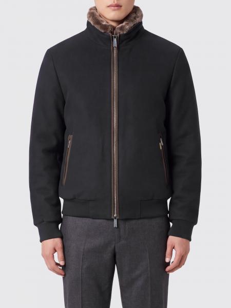 Bellati Moorer Wool and Cashmere Bomber Jacket with Fur Collar
