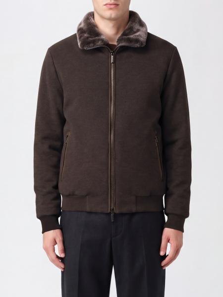 Bellati Moorer Wool and Cashmere Bomber Jacket with Fur Collar