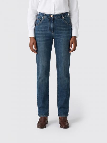 Low-Rise Skinny Jeans Brunello Cucinelli in Denim with Monili