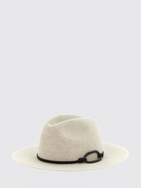 Brunello Cucinelli Wide-Brim Wool Felt Hat with Monile Detail