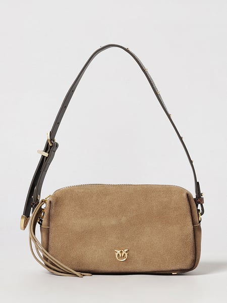 Pinko Boston Suede Mini Shoulder Bag with Love Birds Logo