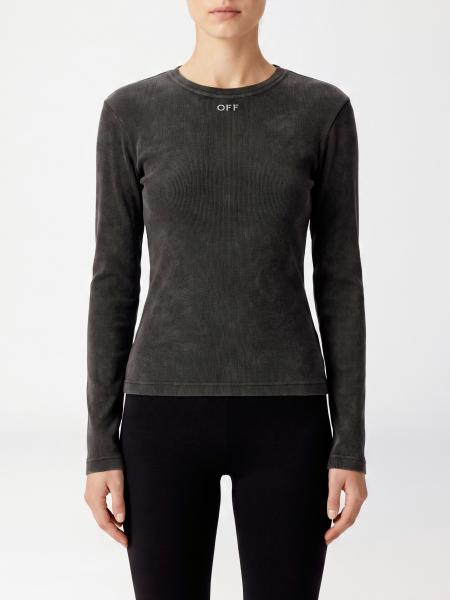 Off-White Slim Fit Long-Sleeve Cotton T-shirt with Contrast Logo