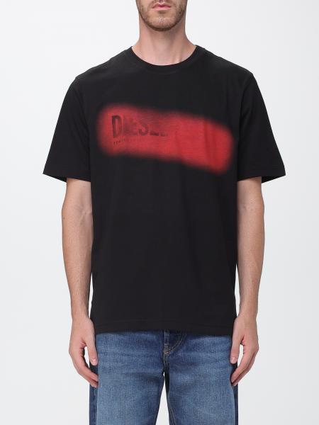 Relaxed Fit Crewneck Cotton T-shirt Diesel with Contrasting Logo Print