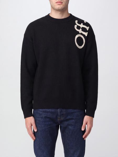 Jacquard Logo Wool Blend Crewneck Jumper Off-White with Dropped Shoulders