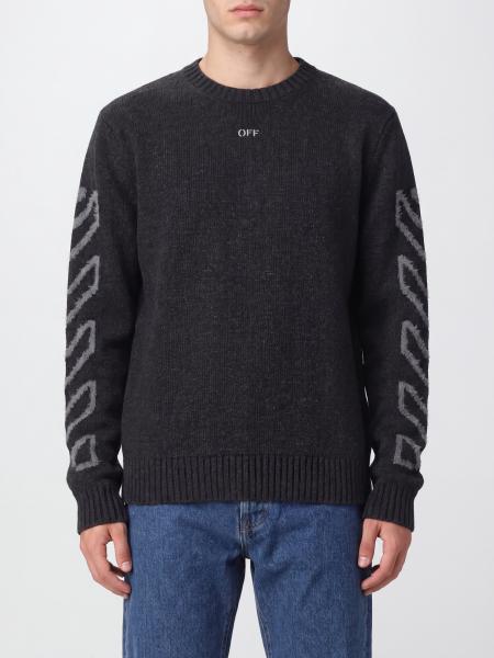 Wool-Blend Crewneck Jumper Off-White with Jacquard Arrow Logo