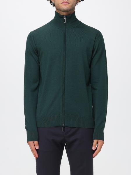 High-Neck Merino Wool Zip Cardigan Paolo Pecora with Pockets