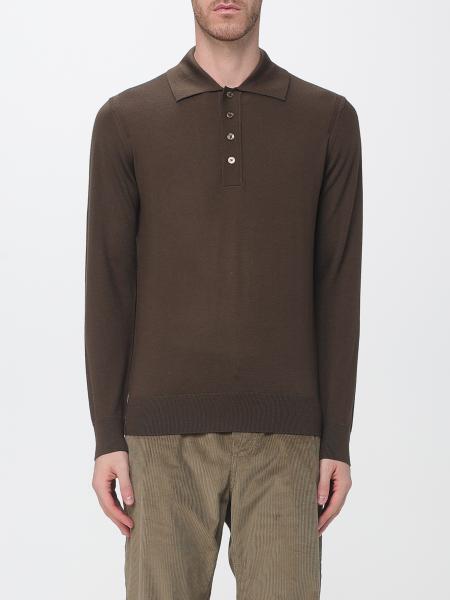 High-Neck Merino Wool Zip Cardigan Paolo Pecora with Pockets
