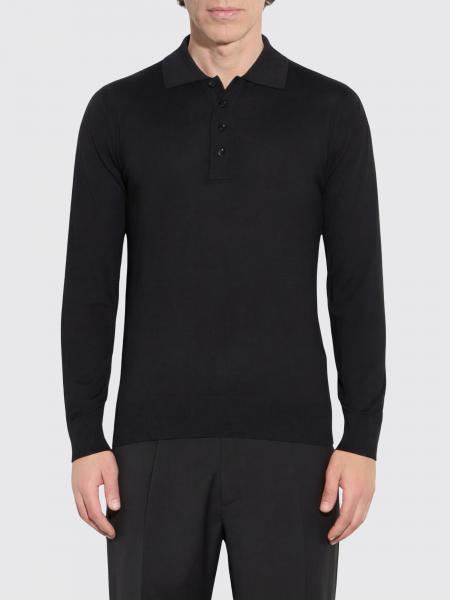High-Neck Merino Wool Zip Cardigan Paolo Pecora with Pockets