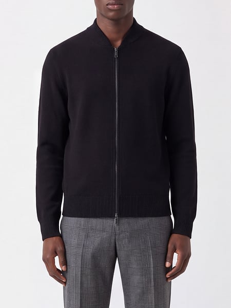 High-Neck Wool Zip Cardigan Paolo Pecora