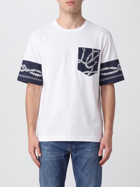 Cotton and Silk T-shirt Dolce & Gabbana with Graphic Print and Contrast Trims