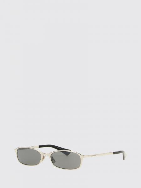 SAINT LAURENT Rounded Sunglasses in Metal and Acetate with Engraved Logo