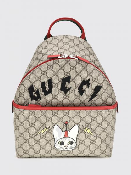 Gucci Kids' GG Supreme Fabric Backpack with Monogram and Top Handle