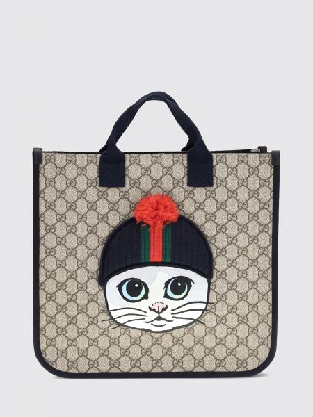 Gucci Kids' GG Supreme Tote Bag with Fauna Print and Double Handle