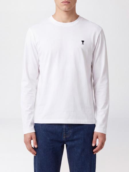 Ami Paris Long-Sleeved Cotton T-Shirt with Embroidered Logo