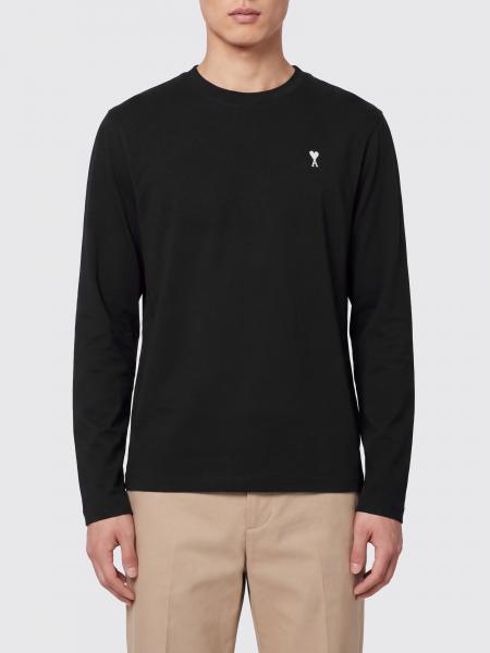 Ami Paris Long-Sleeved Cotton T-Shirt with Embroidered Logo
