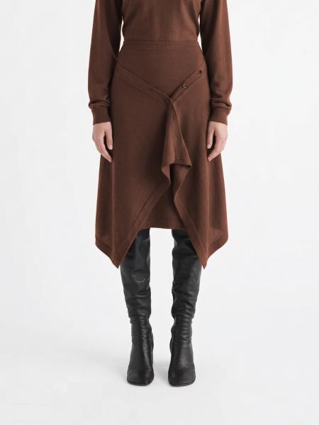 Asymmetrischer Midirock Lemaire mit hoher Taille aus Wollmischstrick