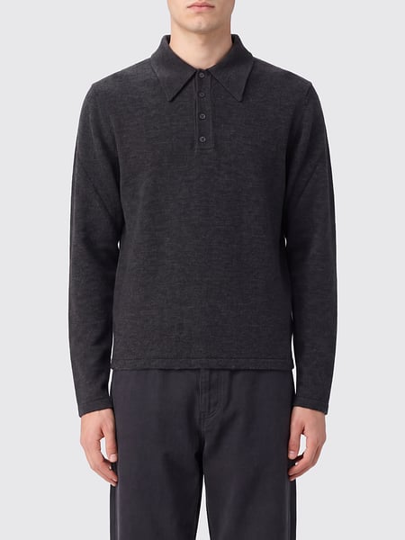 Lemaire Long-Sleeved Polo Shirt in Pure Wool with 4-Button Placket