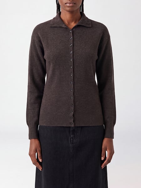 Lemaire High-Neck Pure Wool Cardigan with Button Closure