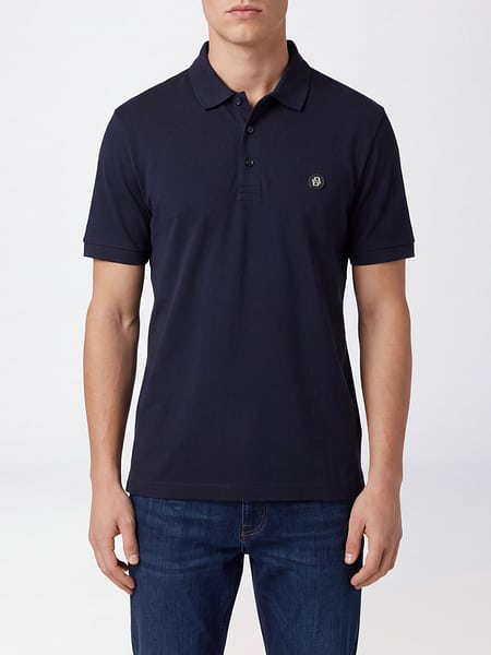 Polo BOSS en coton avec col côtelé et logo appliqué