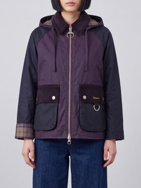 Giacca Barbour in cotone cerato con cappuccio e colletto in velluto