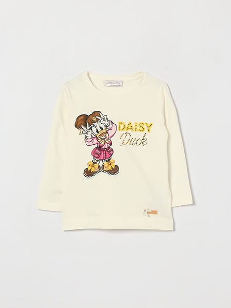 Monnalisa Girl's Long-Sleeved T-Shirt with Disney Print and Rhinestones