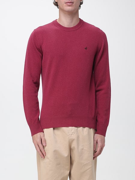 Brooksfield Pure Wool Crewneck Jumper with Embroidered Logo