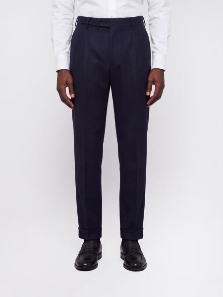 PT Torino Slim Fit Wool Blend Tailored Trousers with Off-Center Closure