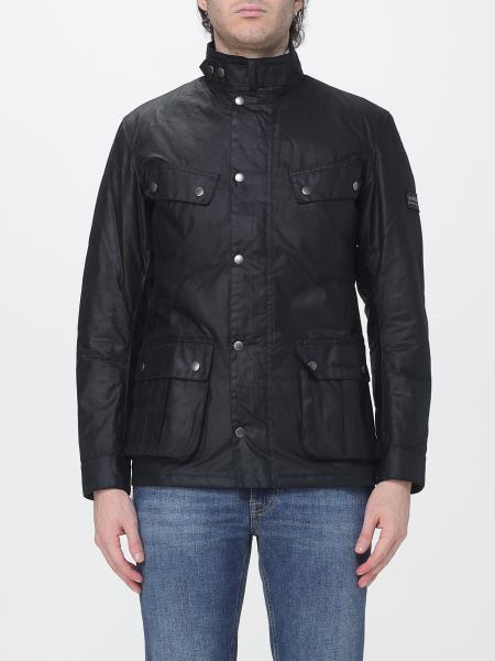 Duke Waxed Cotton Jacket Barbour with Biker-Style Collar