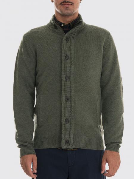 High-Neck Pure Wool Cardigan Barbour with Button Closure