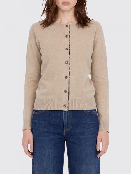 Barbour Wool and Cotton Blend Crewneck Cardigan with Contrast Trims