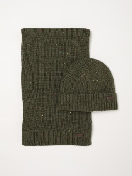 Barbour Wool Blend Beanie Hat and Scarf Gift Set with Applied Logo