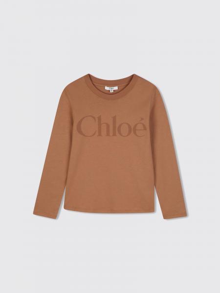 Langärmeliges T-Shirt Chloé für Mädchen aus Baumwolle mit Logo-Aufdruck