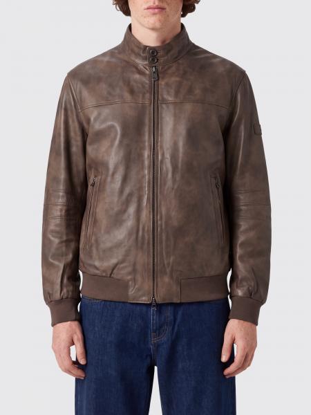 Peuterey Fiona Padded Calfskin Leather Bomber Jacket with Biker Collar