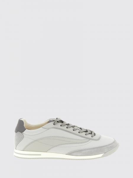 Low-Top Lace-Up Trainers Brunello Cucinelli in Bicolour Twill and Suede